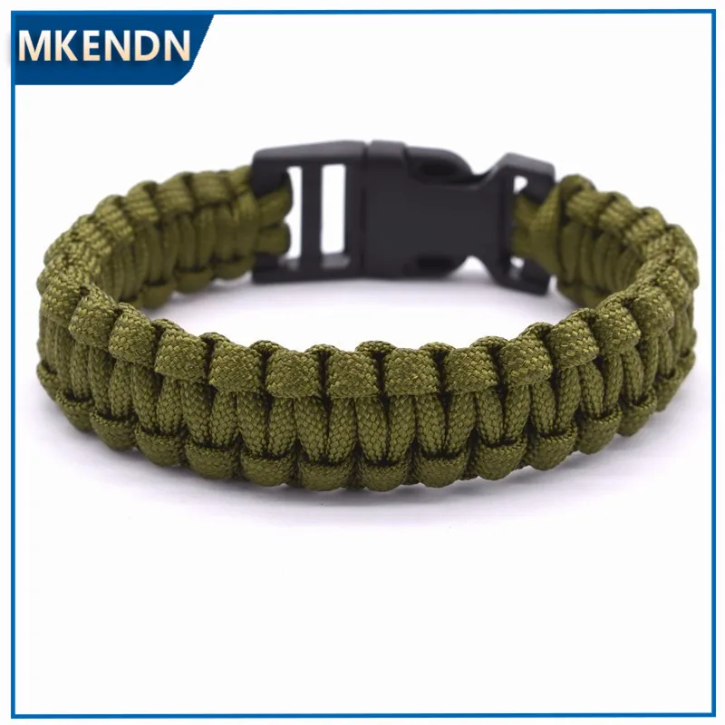 Bracelet tressé en plastique pour voyage en plein air et camping, paracorde de survie, filtre fin, vert armée