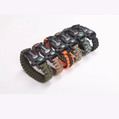 Bracelet de survie militaire en paracorde d'urgence Parachute sans silex grattoir