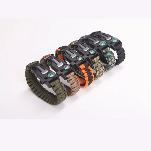 Bracelet de survie militaire en paracorde d'urgence Parachute sans silex grattoir