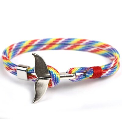 Bracelet ancre queue de requin pour hommes et femmes, corde en Nylon bleu foncé, chaîne paracorde, à la mode