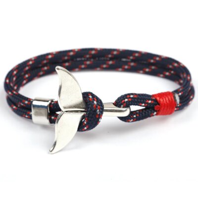 Bracelet ancre queue de requin pour hommes et femmes, corde en Nylon bleu foncé, chaîne paracorde, à la mode