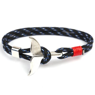 Bracelet ancre queue de requin pour hommes et femmes, corde en Nylon bleu foncé, chaîne paracorde, à la mode