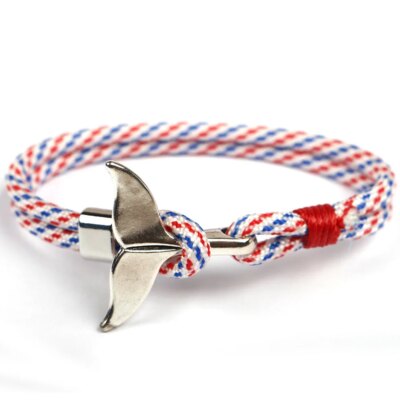 Bracelet ancre queue de requin pour hommes et femmes, corde en Nylon bleu foncé, chaîne paracorde, à la mode