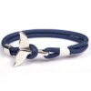 Bracelet ancre queue de requin pour hommes et femmes, corde en Nylon bleu foncé, chaîne paracorde, à la mode