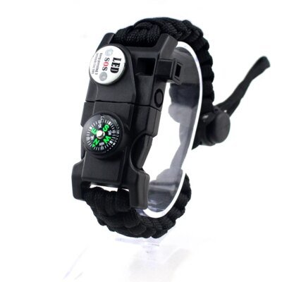 Bracelet de Survie Tressé d'Urgence Militaire avec LED SOS, Paracorde de Camping en Plein Air