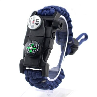 Bracelet de Survie Tressé d'Urgence Militaire avec LED SOS, Paracorde de Camping en Plein Air