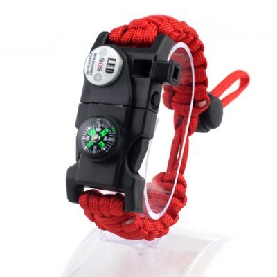 Bracelet de Survie Tressé d'Urgence Militaire avec LED SOS, Paracorde de Camping en Plein Air