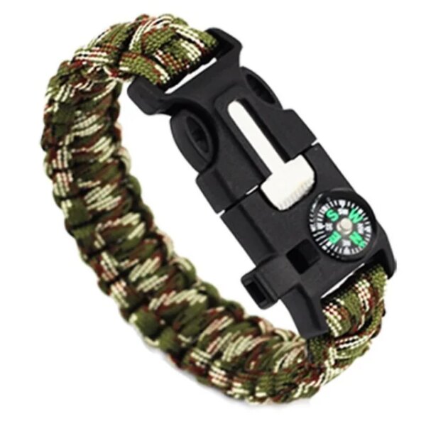 Paracorde de survie d'urgence militaire multifonction, bracelet extérieur, grattoir