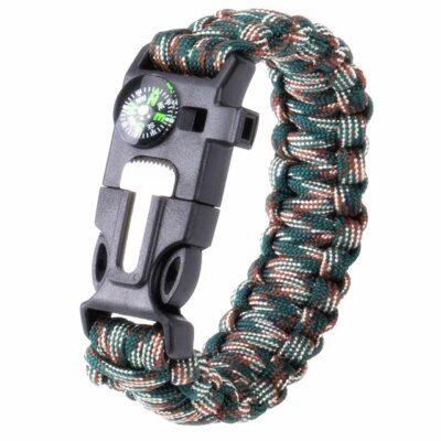Paracorde de survie d'urgence militaire multifonction, bracelet extérieur, grattoir