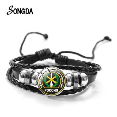 10677-187ce0.jpg Bracelet en cuir pour hommes et garçons, style militaire russe, fusée, voiture d'ingénierie, troupes