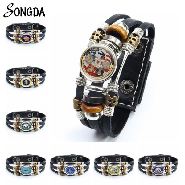 Bracelets en cuir USMC Army Danemark ge Military United States Marine Corps pour hommes et femmes