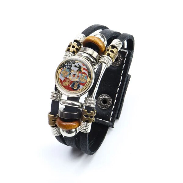 Bracelets en cuir USMC Army Danemark ge Military United States Marine Corps pour hommes et femmes – Image 4