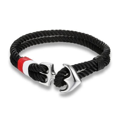 Bracelet ancre pour homme, bonne qualité, à breloque, corde de survie, chaîne
