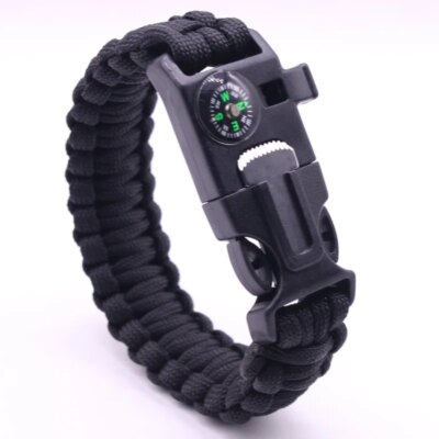 Paracorde de survie militaire multifonction, 4mm, bracelet d'extérieur, grattoir, sifflet, outils 550