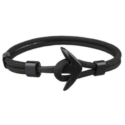 Eif Dock – Bracelets ancre de couleur noire pour hommes, nouvelle mode, corde de survie, chaîne paracorde
