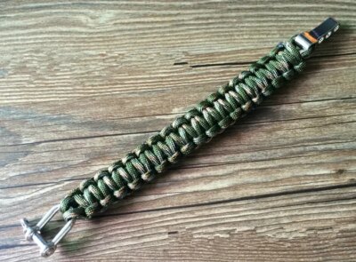 Bracelet de survie en parachute tissé pour homme, manille, broche, réglage de la structure
