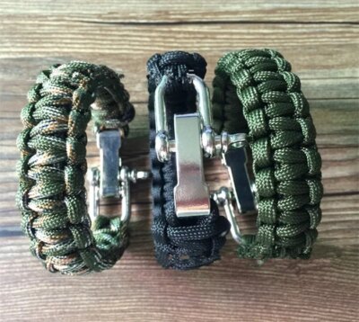 Bracelet de survie en parachute tissé pour homme, manille, broche, réglage de la structure
