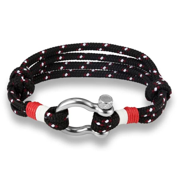 Bracelet de sport en acier inoxydable pour hommes et femmes, cordon de parachute, manille de survie