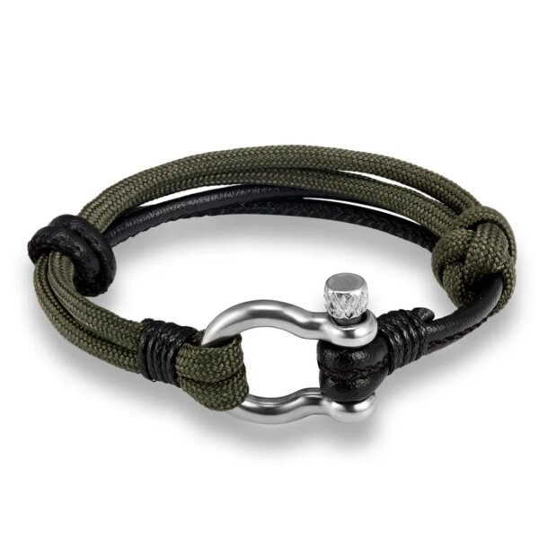 Bracelet de sport en acier inoxydable pour hommes et femmes, cordon de parachute, manille de survie