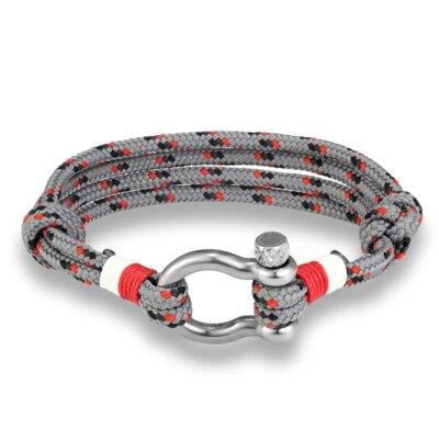 Bracelet de sport en acier inoxydable pour hommes et femmes, cordon de parachute, manille de survie