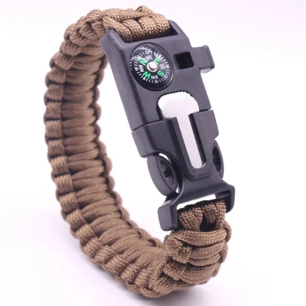 Bracelet tressé en plastique pour voyage en plein air et camping, paracorde de survie, filtre fin, vert armée – Image 5