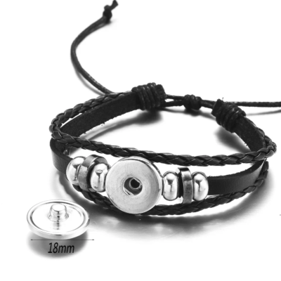 11222-03999e.png Bracelet classique en cuir tissé à la main, avec motif de Cabochon en verre