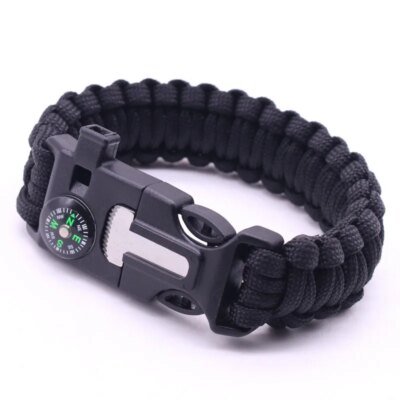 Bracelet tressé en plastique pour voyage en plein air et camping, paracorde de survie, filtre fin, vert armée