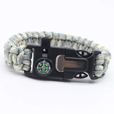 Bracelet tressé en plastique pour voyage en plein air et camping, paracorde de survie, filtre fin, vert armée