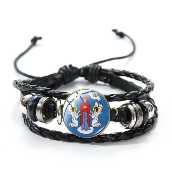 Bracelet en cuir multicouche Minsk Symdangers, bijoux faits à la main, verre breton, bracelets strucréglables – Image 2