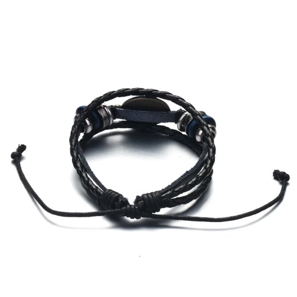 Bracelet en cuir multicouche Minsk Symdangers, bijoux faits à la main, verre breton, bracelets strucréglables – Image 6