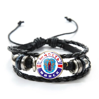 Bracelet en cuir multicouche Minsk Symdangers, bijoux faits à la main, verre breton, bracelets strucréglables