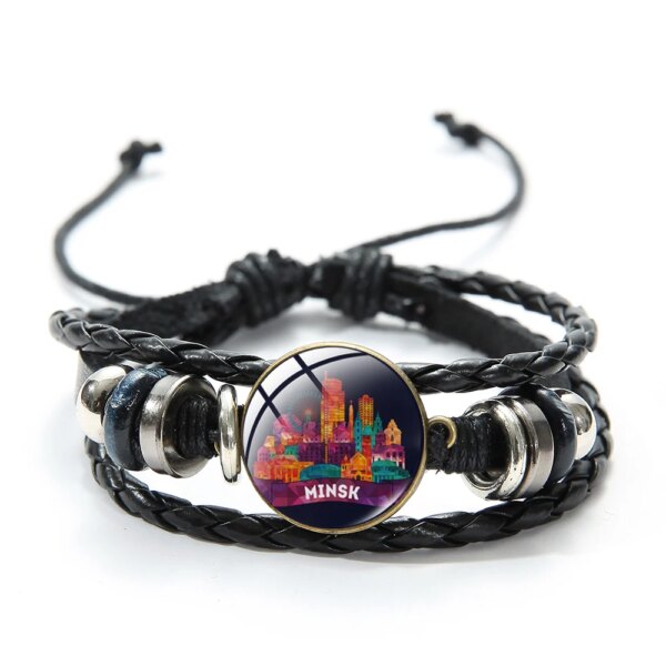 Bracelet en cuir multicouche Minsk Symdangers, bijoux faits à la main, verre breton, bracelets strucréglables – Image 5