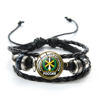 Bracelet tressé en verre, Badge de Communication des troupes classiques, bijoux militaires russes, Cabochon multicouche