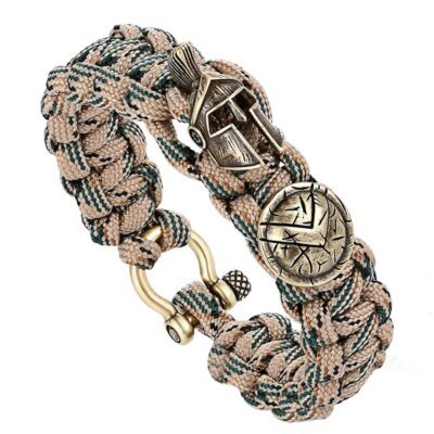 Bracelet de survie en plein air pour hommes, ULfaite à la main de luxe, casque spartiate, Kokor, parapluie, cadeau pour dames