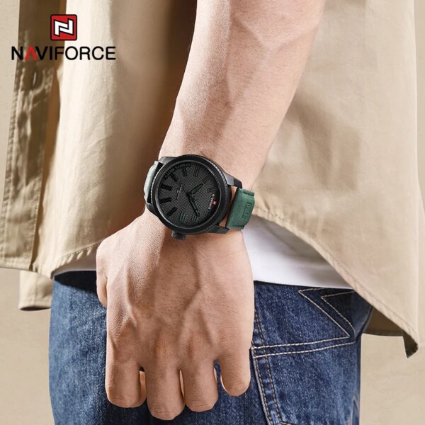 NAVIFORCE – montre-bracelet en cuir pour hommes, montre-bracelet de sport militaire