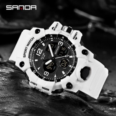 SANDA-Montre de sport militaire étanche pour homme, montre-bracelet à quartz, horloge antichoc