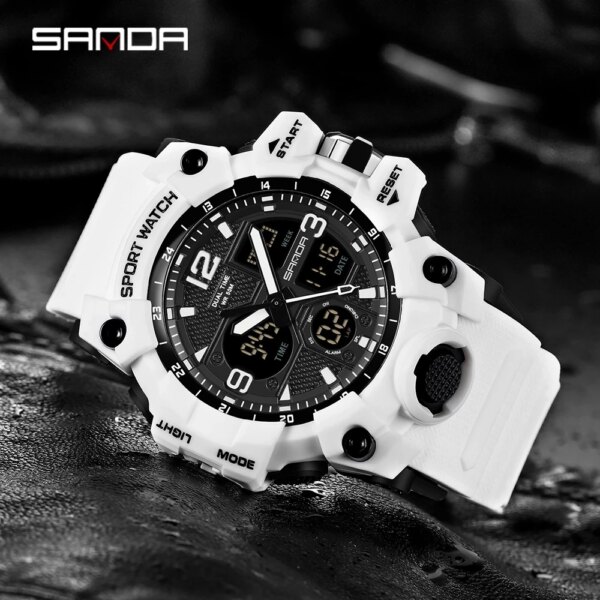 SANDA-Montre de sport militaire étanche pour homme, montre-bracelet à quartz, horloge antichoc – Image 6