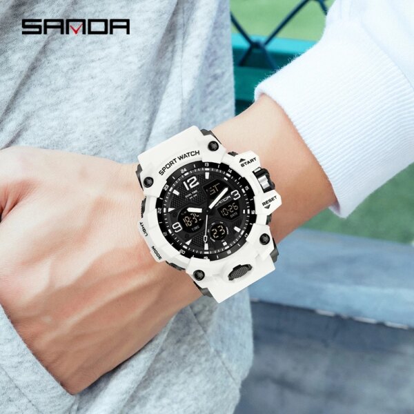 SANDA-Montre de sport militaire étanche pour homme, montre-bracelet à quartz, horloge antichoc – Image 4