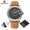 NAVIFORCE – montre-bracelet en cuir pour hommes, montre-bracelet de sport militaire