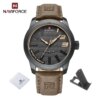 NAVIFORCE – montre-bracelet en cuir pour hommes, montre-bracelet de sport militaire