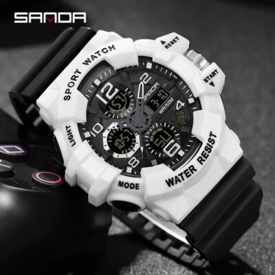 11518-b22349.jpg SANDA-Montre Militaire G-Style pour Homme, Montre-Bracelet Électronique Étanche, dehors