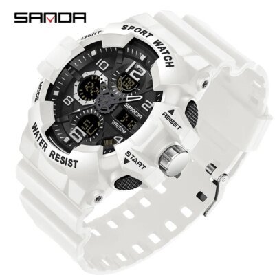 SANDA-Montre Militaire G-Style pour Homme, Montre-Bracelet Électronique Étanche, dehors