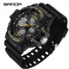 SANDA-Montre Militaire G-Style pour Homme, Montre-Bracelet Électronique Étanche, dehors