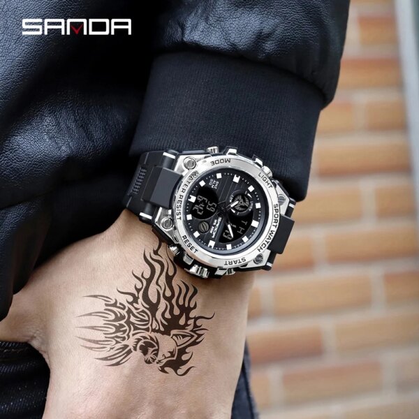 SANDA-Montre à quartz militaire étanche pour homme, montres de sport pour homme, marque supérieure – Image 6