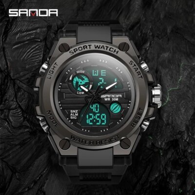 SANDA-Montre à quartz militaire étanche pour homme, montres de sport pour homme, marque supérieure