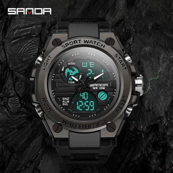SANDA-Montre à quartz militaire étanche pour homme, montres de sport pour homme, marque supérieure – Image 3