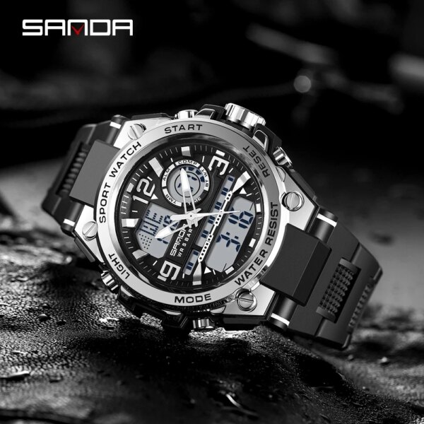 SANDA-Montre à quartz militaire étanche pour homme, montres de sport pour homme, marque supérieure – Image 4