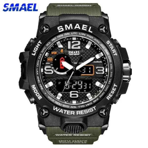 SMAEL – montres de sport pour hommes, double affichage analogique numérique LED