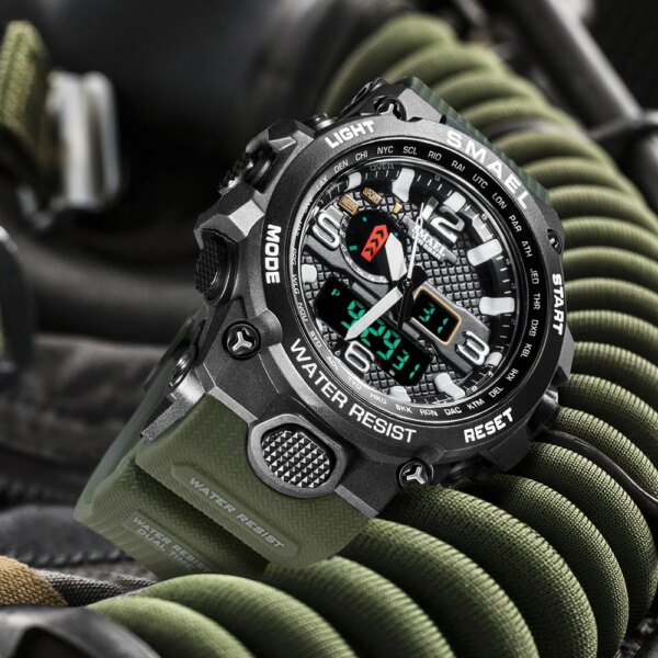SMAEL – montres de sport pour hommes, double affichage analogique numérique LED – Image 3