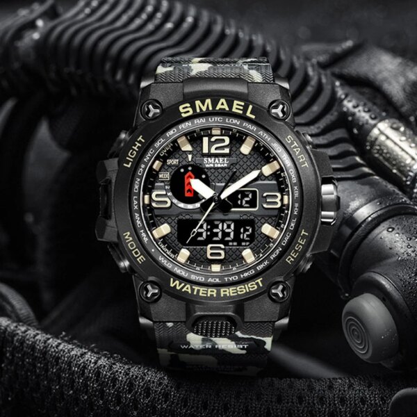 SMAEL – montres de sport pour hommes, double affichage analogique numérique LED – Image 4
